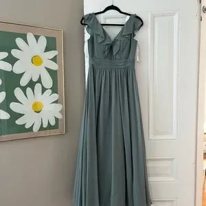 deep sea bridesmaid dresses Ocean Themed Bridesmaid Dresses Halter A-Line Sleeveless Floor Length Chiffon Bridesmaid Dresses with Slit